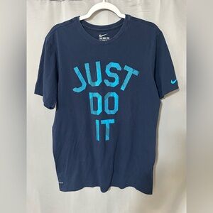 Nike “Just Do It” Dri-Fit T-Shirt Men’s Large Navy Blue Athletic Tee